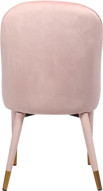 Velvet Upholstered Dining Chair with Curved Channel Tufted Back, Set of 2, Pink, 20.5" W x 21.5" D x 36" H