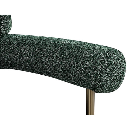 Boucle Fabric Upholstered Dining Chair with Brushed Brass Metal Frame, 28.5" W x 24" D x 31.5" H, Green, Set of 2