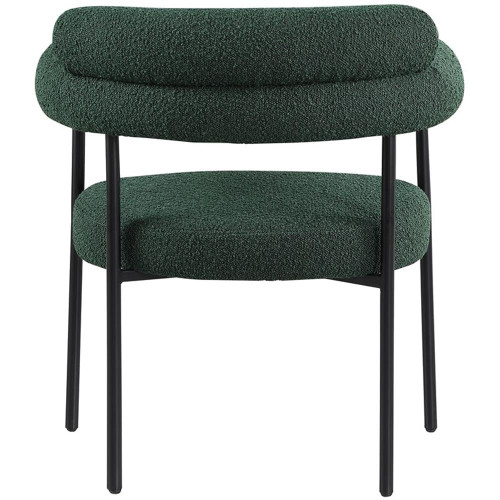 Boucle Fabric Upholstered Dining Chair with Matte Black Metal Frame, 28.5" W x 24" D x 31.5" H, Green, Set of 2