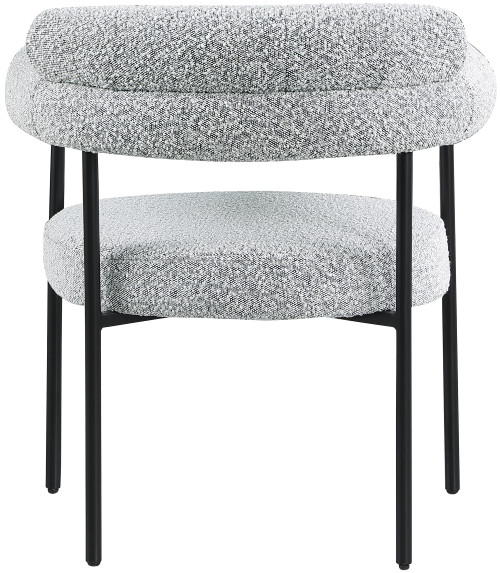 Boucle Fabric Upholstered Dining Chair with Matte Black Metal Frame, 28.5" W x 24" D x 31.5" H, Grey, Set of 2