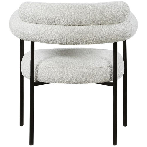 Boucle Fabric Upholstered Dining Chair with Matte Black Metal Frame, 28.5" W x 24" D x 31.5" H, Cream, Set of 2