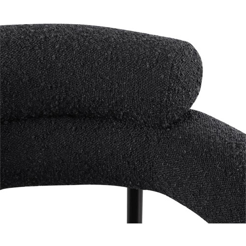 Boucle Fabric Upholstered Dining Chair with Matte Black Metal Frame, 28.5" W x 24" D x 31.5" H, Black, Set of 2