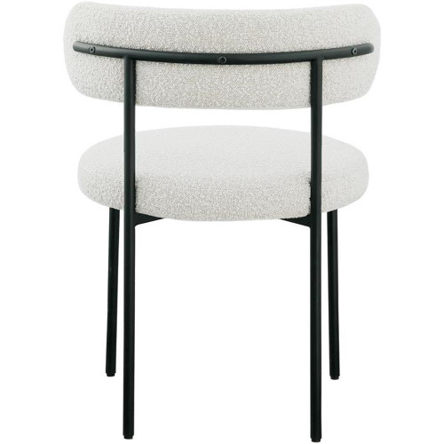 Boucle Fabric Upholstered Dining Chair with Matte Black Metal Frame, 22" W x 21" D x 30" H, Cream, Set of 2