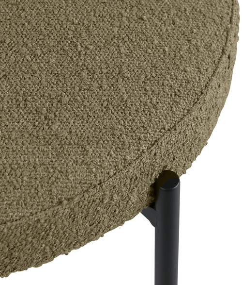 Boucle Fabric Upholstered Dining Chair with Matte Black Metal Frame, Set of 2, Olive, 22" W x 21" D x 30" H