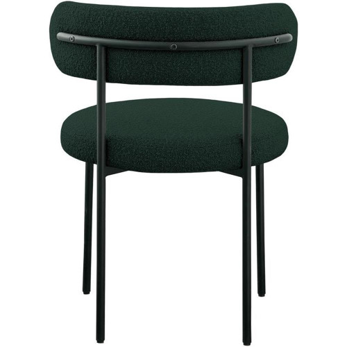 Boucle Fabric Upholstered Dining Chair with Matte Black Metal Frame, 22" W x 21" D x 30" H, Green, Set of 2