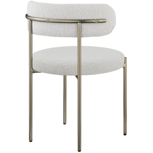 Upholstered Dining Chair, Rich Cream Boucle Fabric, Brushed Brass Finish Iron Frame, 22" W x 21" D x 30" H, Cream, Set of 2