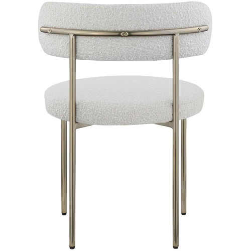Upholstered Dining Chair, Rich Cream Boucle Fabric, Brushed Brass Finish Iron Frame, 22" W x 21" D x 30" H, Cream, Set of 2
