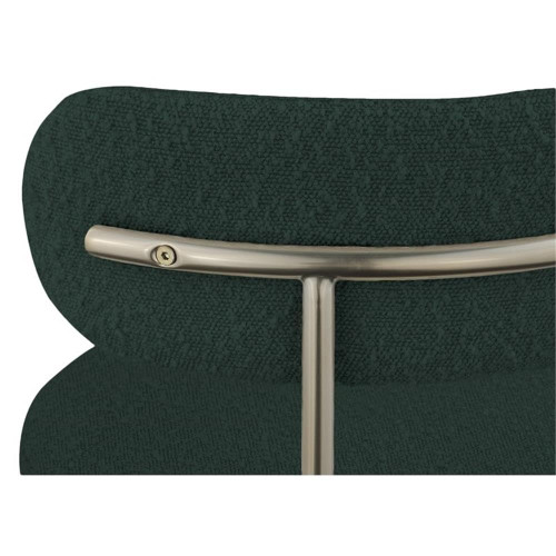 Upholstered Dining Chair, Rich Green Boucle Fabric, Brushed Brass Finish Iron Frame, 22" W x 21" D x 30" H, Green, Set of 2