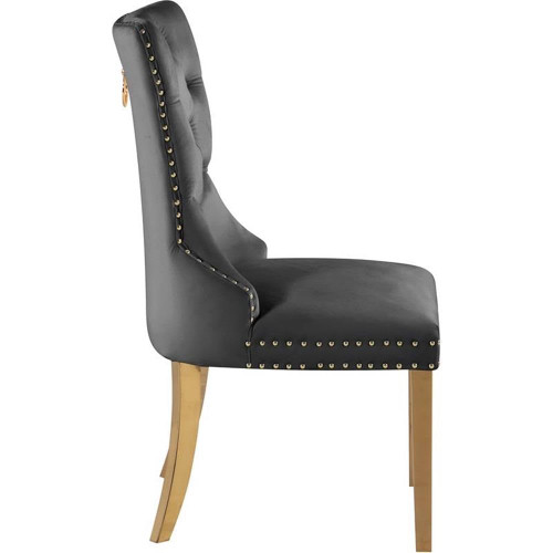 Velvet Upholstered Dining Chair with Sturdy Gold Metal Legs, Set of 2