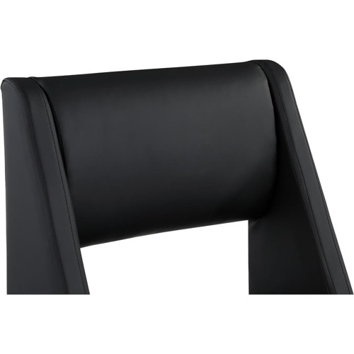 Dining Chair with Soft Black Vegan Leather, Brushed Brass Finish, Iron Metal Frame, 19" W x 22.5" D x 33" H, Black, Set of 2