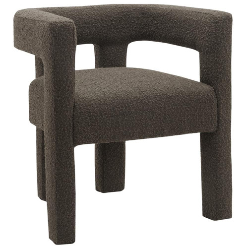 Boucle Fabric Upholstered Accent | Dining Chair, 25" W x 21" D x 27" H, Brown