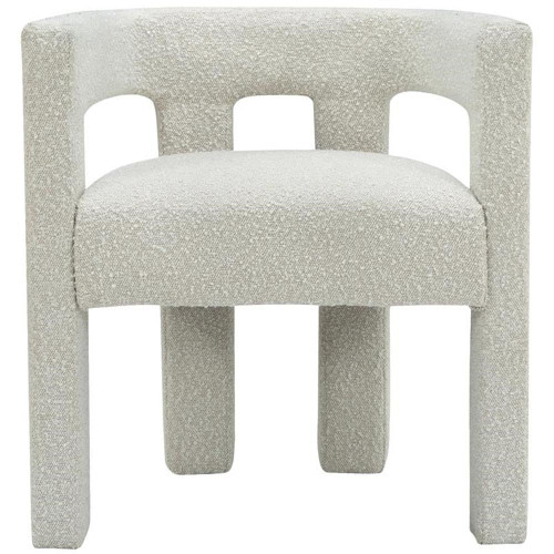 Boucle Fabric Upholstered Accent | Dining Chair, 25" W x 21" D x 27" H, Cream