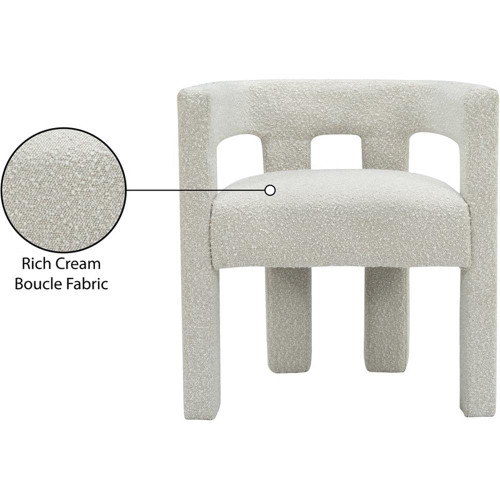 Boucle Fabric Upholstered Accent | Dining Chair, 25" W x 21" D x 27" H, Cream