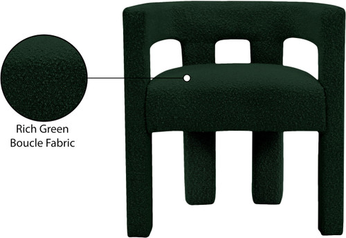 Boucle Fabric Upholstered Accent | Dining Chair, 25" W x 21" D x 27" H, Green
