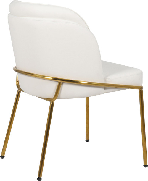 Dining Chair, Soft White Vegan Leather, Brushed Iron Legs, Rounded Double Cushion Back, 22" W x 23" D x 31" H, White, Set of 2