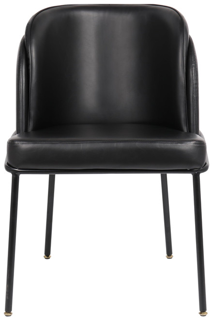 Vegan Leather Upholstered Dining Chair with Matte Black Iron Legs, Set of 2, Black, 22" W x 23" D x 31" H