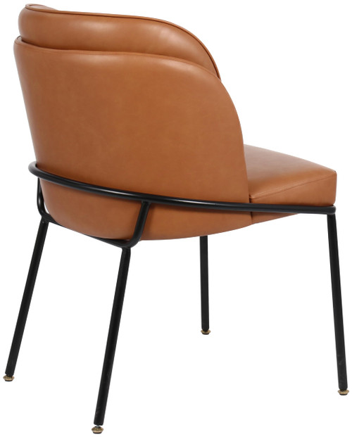 Vegan Leather Upholstered Dining Chair with Matte Black Iron Legs, Set of 2, Cognac, 22" W x 23" D x 31" H