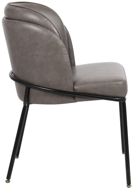 Vegan Leather Upholstered Dining Chair with Matte Black Iron Legs, Set of 2, Grey, 22" W x 23" D x 31" H