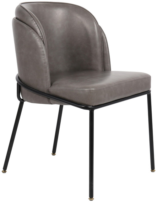 Vegan Leather Upholstered Dining Chair with Matte Black Iron Legs, Set of 2, Grey, 22" W x 23" D x 31" H