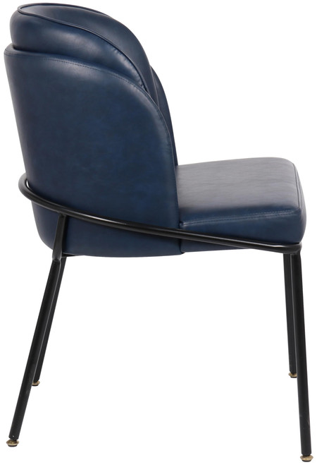 Vegan Leather Upholstered Dining Chair with Matte Black Iron Legs, Set of 2, Navy, 22" W x 23" D x 31" H