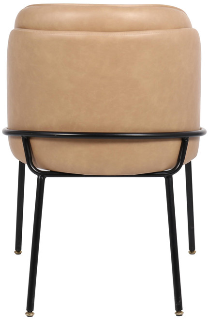 Vegan Leather Upholstered Dining Chair with Matte Black Iron Legs, Set of 2, Tan, 22" W x 23" D x 31" H