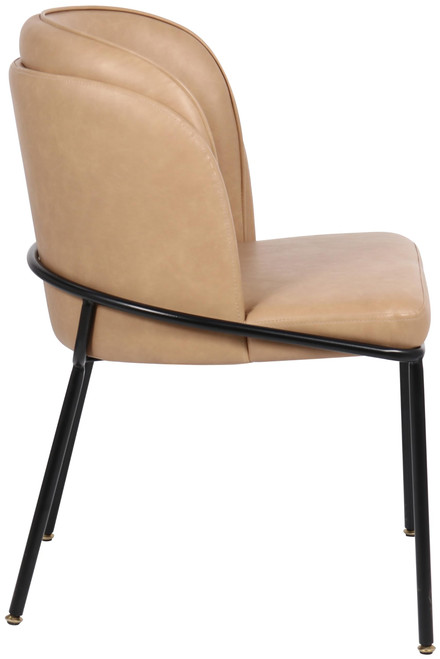 Vegan Leather Upholstered Dining Chair with Matte Black Iron Legs, Set of 2, Tan, 22" W x 23" D x 31" H