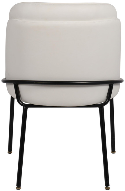 Vegan Leather Upholstered Dining Chair with Matte Black Iron Legs, Set of 2, White, 22" W x 23" D x 31" H