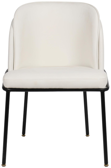 Vegan Leather Upholstered Dining Chair with Matte Black Iron Legs, Set of 2, White, 22" W x 23" D x 31" H