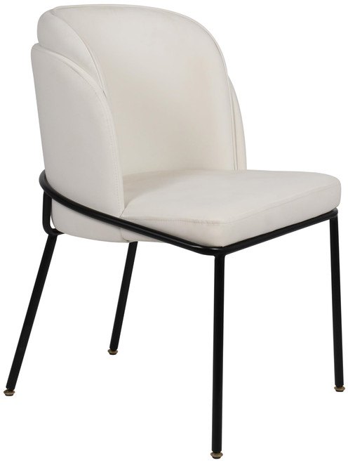 Vegan Leather Upholstered Dining Chair with Matte Black Iron Legs, Set of 2, White, 22" W x 23" D x 31" H