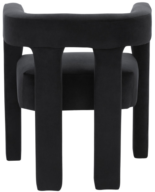 Velvet Upholstered Dining Chair with Soft Black Velvet, 25" W x 21" D x 27" H, Black