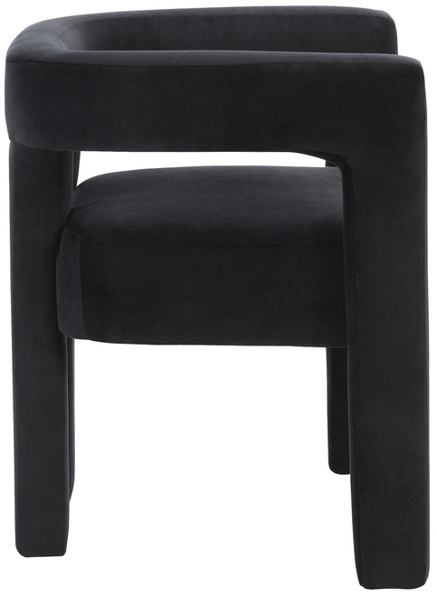 Velvet Upholstered Dining Chair with Soft Black Velvet, 25" W x 21" D x 27" H, Black