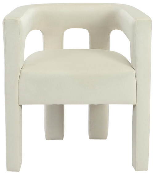 Velvet Upholstered Dining Chair with Soft Cream Velvet, 25" W x 21" D x 27" H, Cream