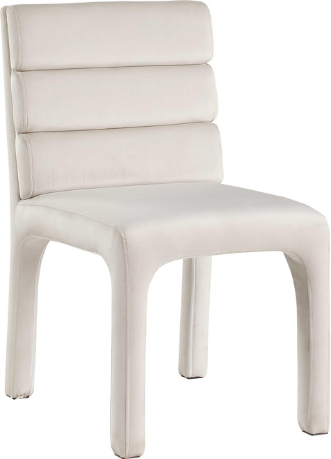 Velvet Upholstered Dining Chair with Luxurious Cream Velvet, Deep Channel Tufted Back, 19" W x 23" D x 34" H, Cream, Set of 2