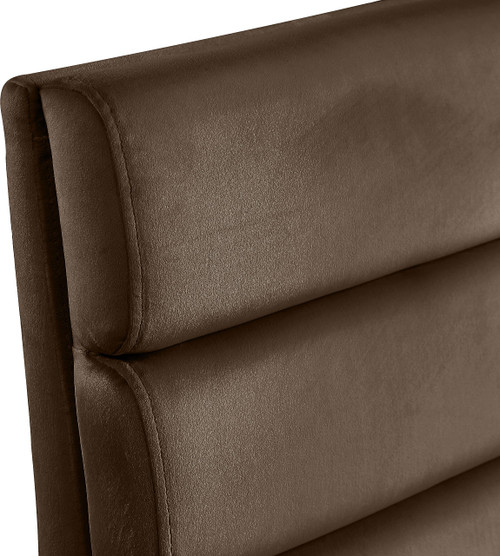 Dining Chair with Luxurious Brown Velvet, Deep Channel Tufted Back, 19" W x 23" D x 34" H, Brown, Set of 2