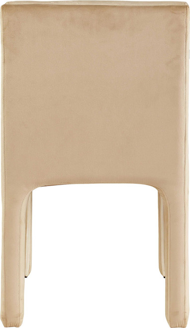Velvet Upholstered Dining Chair with Luxurious Camel Velvet, Deep Channel Tufted Back, 19" W x 23" D x 34" H, Camel, Set of 2