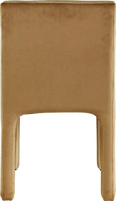 Velvet Upholstered Dining Chair with Luxurious Saddle Velvet, Deep Channel Tufted Back, 19" W x 23" D x 34" H, Saddle, Set of 2