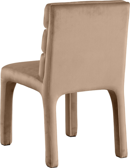 Velvet Upholstered Dining Chair with Luxurious Beige Velvet, Deep Channel Tufted Back, 19" W x 23" D x 34" H, Beige, Set of 2