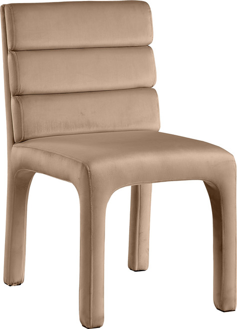 Velvet Upholstered Dining Chair with Luxurious Beige Velvet, Deep Channel Tufted Back, 19" W x 23" D x 34" H, Beige, Set of 2