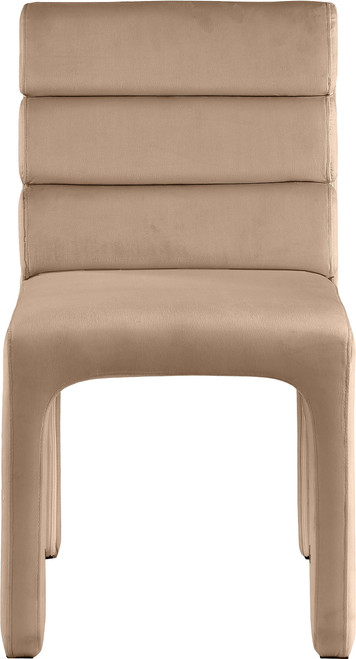 Velvet Upholstered Dining Chair with Luxurious Beige Velvet, Deep Channel Tufted Back, 19" W x 23" D x 34" H, Beige, Set of 2