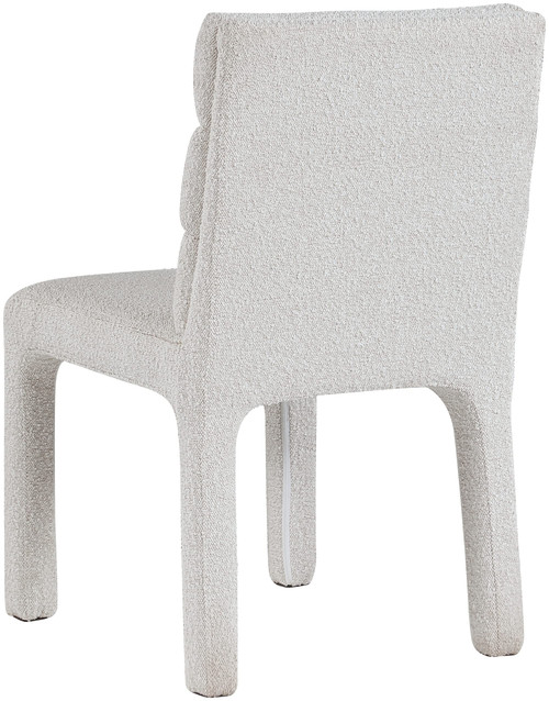 Boucle Fabric Upholstered Dining Chair, Rich Cream Boucle Fabric, Deep Channel Tufted Back, 19" W x 23" D x 34" H, Cream, Set of 2