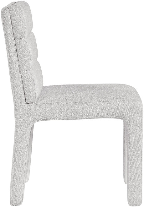 Boucle Fabric Upholstered Dining Chair, Rich Cream Boucle Fabric, Deep Channel Tufted Back, 19" W x 23" D x 34" H, Cream, Set of 2