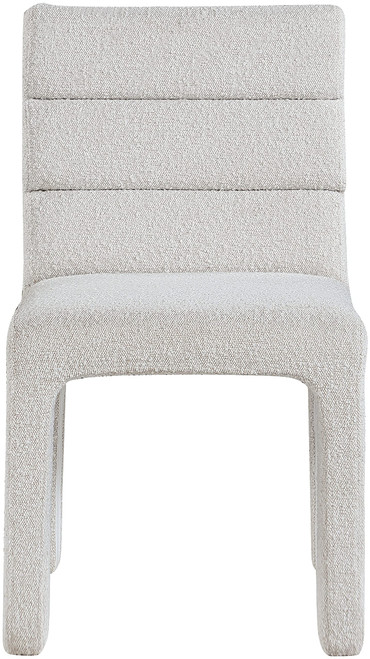 Boucle Fabric Upholstered Dining Chair, Rich Cream Boucle Fabric, Deep Channel Tufted Back, 19" W x 23" D x 34" H, Cream, Set of 2