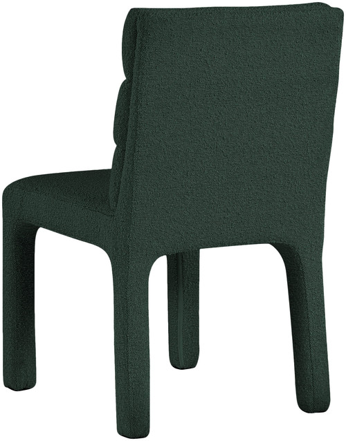 Green Boucle Fabric Dining Chair