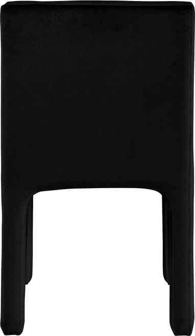 Velvet Upholstered Dining Chair with Luxurious Black Velvet, Deep Channel Tufted Back, 19" W x 23" D x 34" H, Black, Set of 2