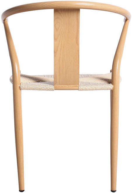 Hand Woven Rope Seated Dining Chair with White Oak Designed Metal Legs and Frame, Set of 2, White Oak, 21.5" W x 20" D x 30.5" H