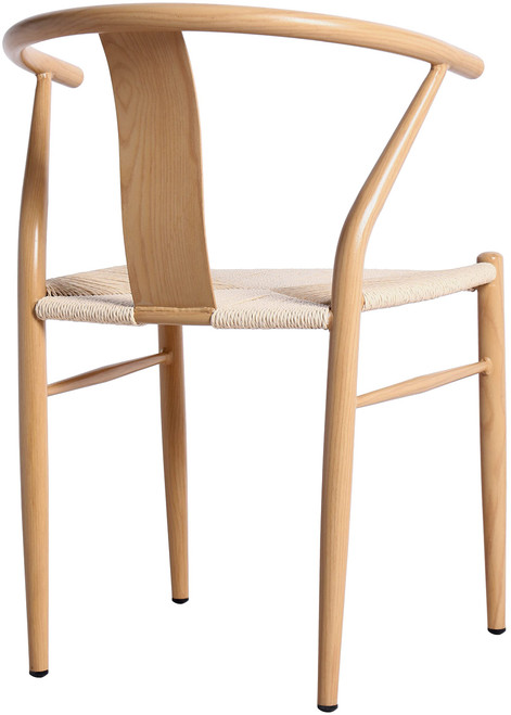 Hand Woven Rope Seated Dining Chair with White Oak Designed Metal Legs and Frame, Set of 2, White Oak, 21.5" W x 20" D x 30.5" H