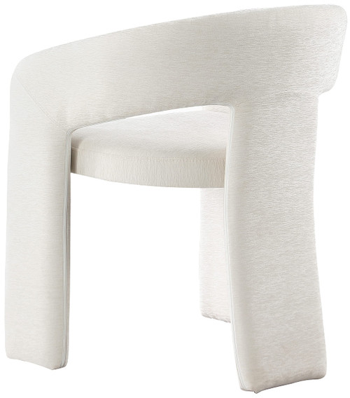 Dining Chair with Soft Cream Plush Fabric, Curved Back, 24" W x 22" D x 30" H, Cream, Set of 2