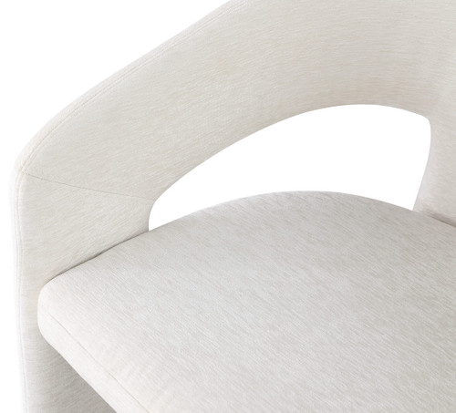 Dining Chair with Soft Cream Plush Fabric, Curved Back, 24" W x 22" D x 30" H, Cream, Set of 2