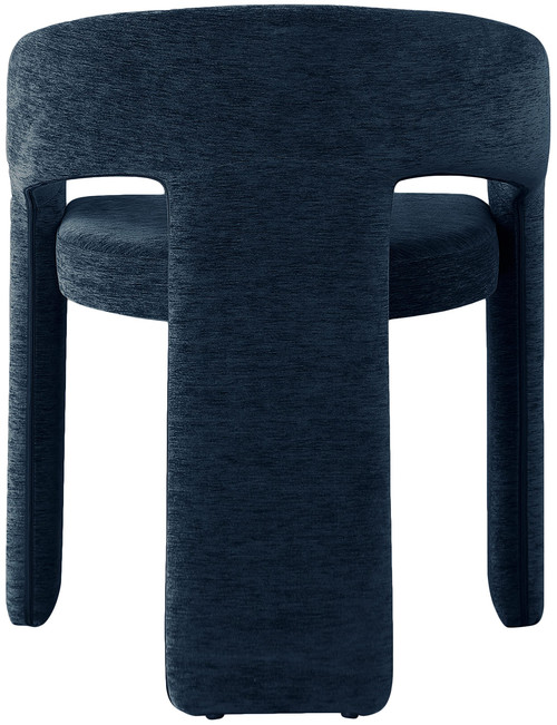 Dining Chair with Soft Navy Plush Fabric, Curved Back, 24" W x 22" D x 30" H, Navy, Set of 2