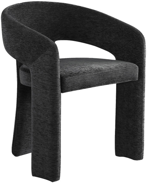 Dining Chair with Soft Black Plush Fabric, Curved Back, 24" W x 22" D x 30" H, Black(Set of 2)